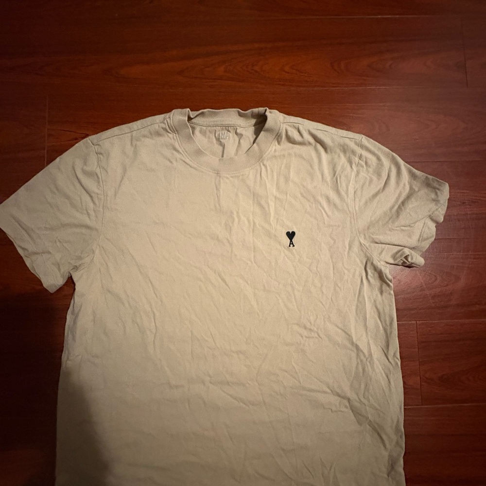 Ami Neutral Beige Short-Sleeve Crew Tee